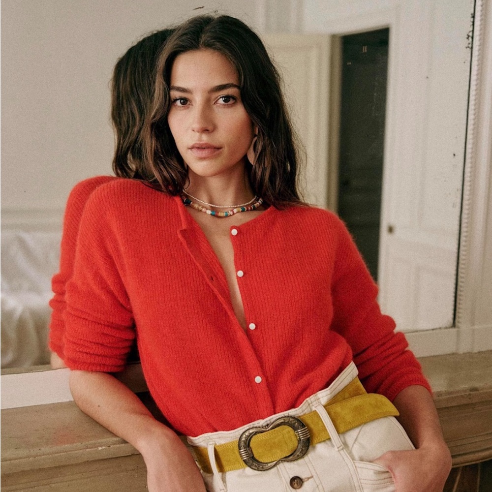 Sezane Gaspard Cardigan in Red